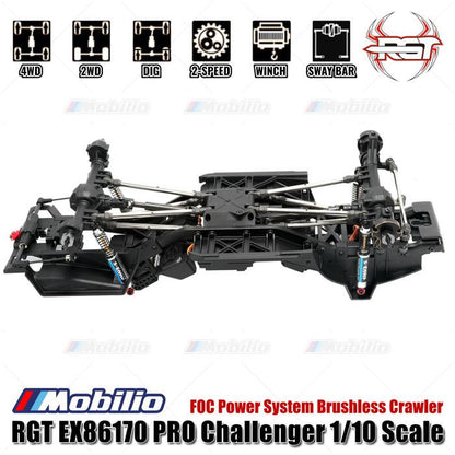 RGT EX86170 PRO Challenger 1/10 2.4G 4WD Mobil RC Brushless Rock Crawler Petualangan Off-Road