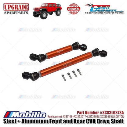 GPM Part #SCX3L037SA Steel & Aluminium Front Rear CVD Drive Shaft Upgrade RC Axial SCX10 III Jeep Gladiator Remote Motor Control Toy