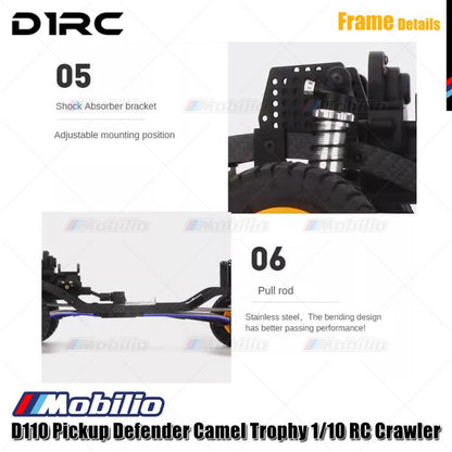 D1RC D110 Pickup Defender Camel Trophy 1/10 Scale 334mm Wheelbase RC Crawler Car Adventure