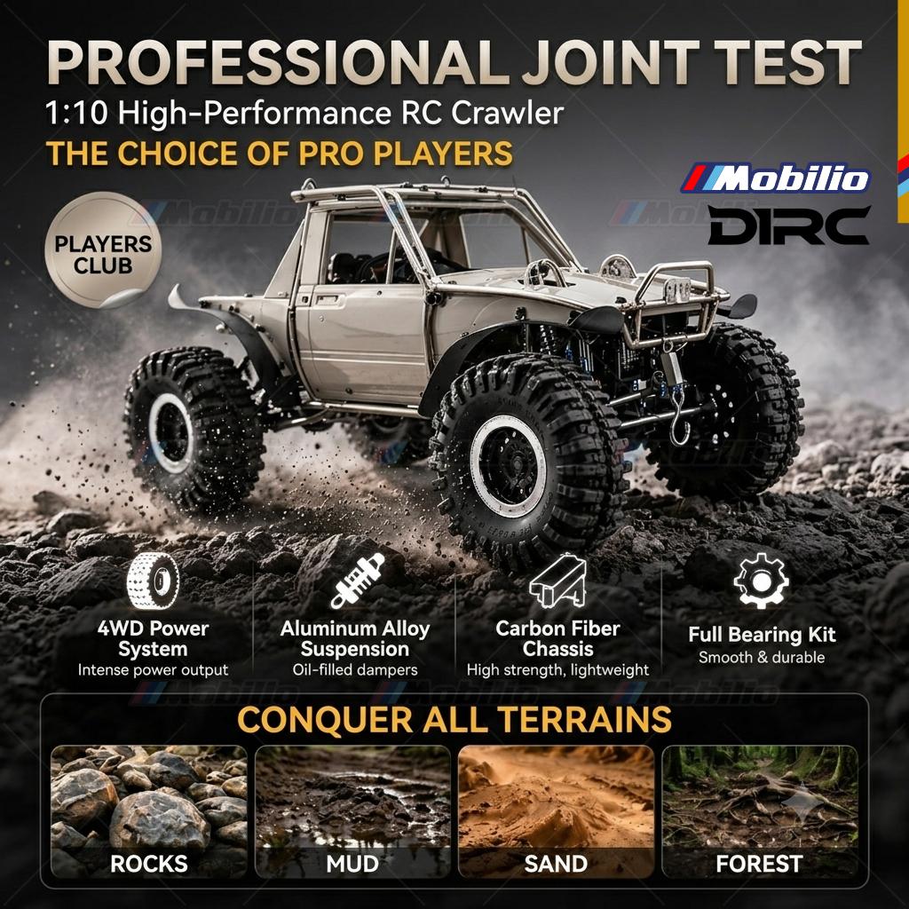 D1RC x RCRFC Ti-Fury RTR R1 Kompetisi Kelas 1/10 Extreme Crawler (Tidak Berwarna + Titanium Mentah) Rainforest Chariot Sudah Terpasang