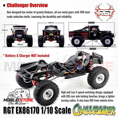 RGT EX86170 Challenger 1/10 Skala 2.4G 2-Kecepatan FWD/4WD Mobil RC Crawler
