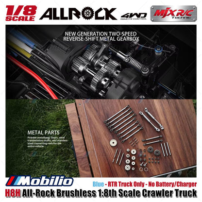 MJX H8H All-Rock Brushless 1:8th Scale Crawler Truck AllRock 4WD Biru RTR
