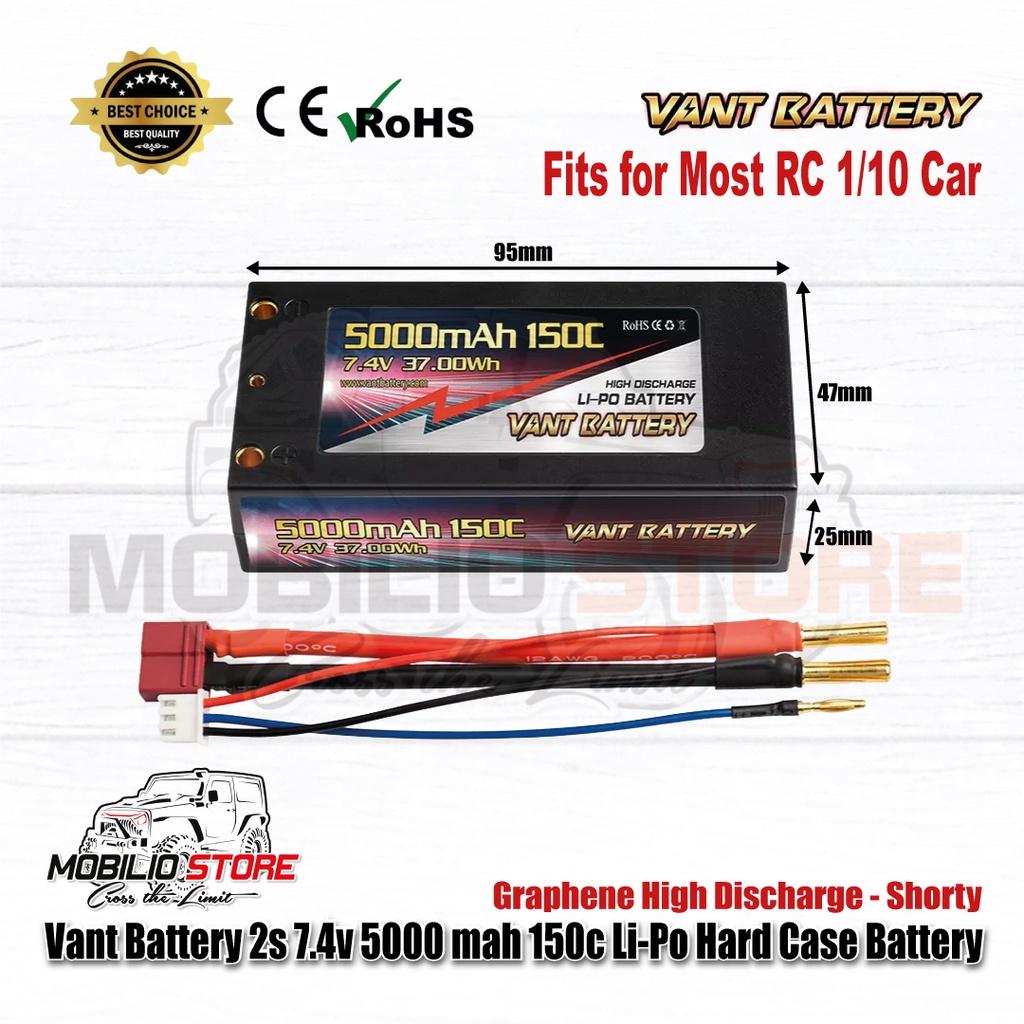 Vant Baterai 2S 7.4V 5000 mAh 150C Li-Po Graphene Casing Keras Baterai Pendek