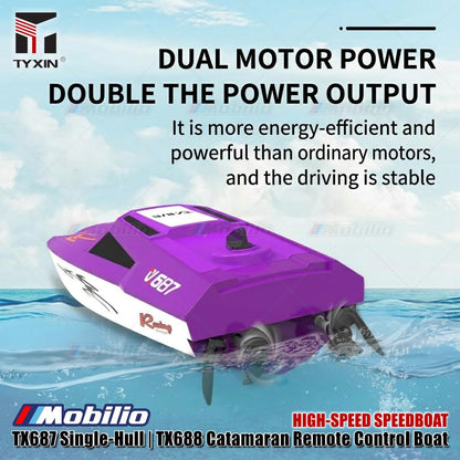 High-Speedboat TX687 Single-Hull | TX688 Catamaran Remote Control RC Boat Dual Motor 2.4GHz RTR