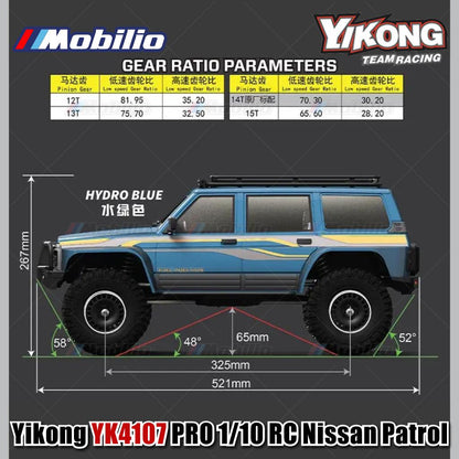 Yikong YK4107 PRO 1/10 RC Brushless System Rock Road Vehicle Crawler Adventure 2.4GHz RTR Remote Control