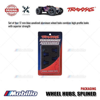 Traxxas Part #8654 Wheel Hubs Splined 17mm (blue-anodized) (4)/ 4x5 GS (4) 3x14mm pin (4) for RC E-Revo Maxx Sledge