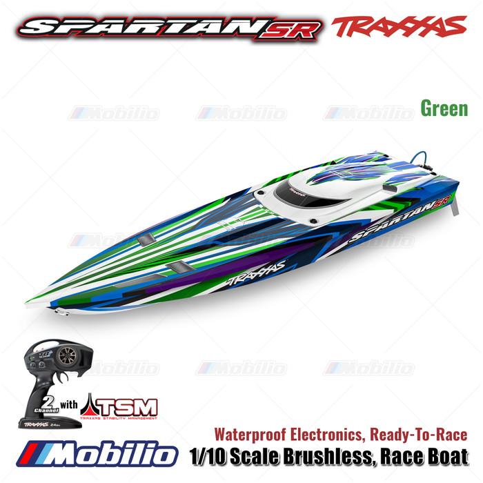 Traxxas 103076-4 Spartan SR Perahu Balap Brushless Skala 1/10 RC Tahan Air Elektronik Siap Balap