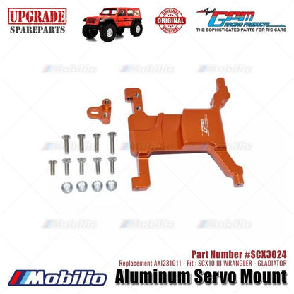 GPM Part #SCX3024 Aluminum Servo Mount RC Upgrade Axial SCX10 III Jeep Wrangler - Gladiator