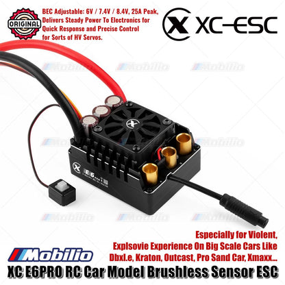 XC-ESC E6 PRO Brushless Sensored ESC untuk Mobil RC LiPo 3-8S 300A Berkelanjutan BEC 8A Puncak 25A