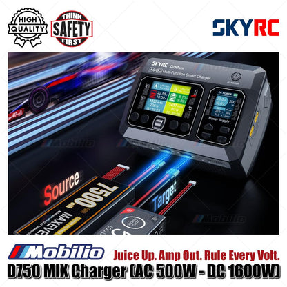 SKYRC #SK-100201 D750 MIX Charger (AC 500W - DC 1600W) Juice Up Amp Out Rule Every Volt MIX to the Max