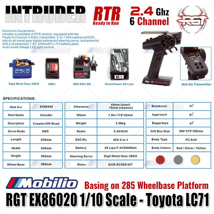 RGT EX86020 Intruder Toyota LC71 RTR Skala 1/10 2.4GHz 4WD RC Rock Crawler Petualangan 86020