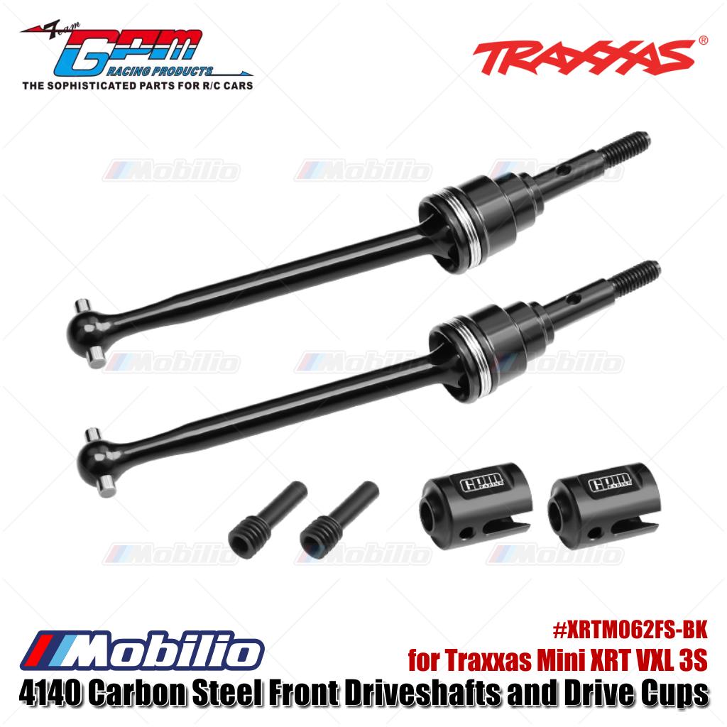 GPM Part #XRTM062FS-BK 4140 Carbon Steel Front Driveshafts and Drive Cups for Traxxas Mini XRT VXL 3S Upgrade