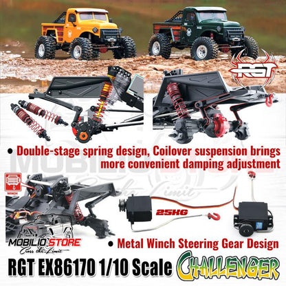 RGT EX86170 Challenger 1/10 Skala 2.4G 2-Kecepatan FWD/4WD Mobil RC Crawler