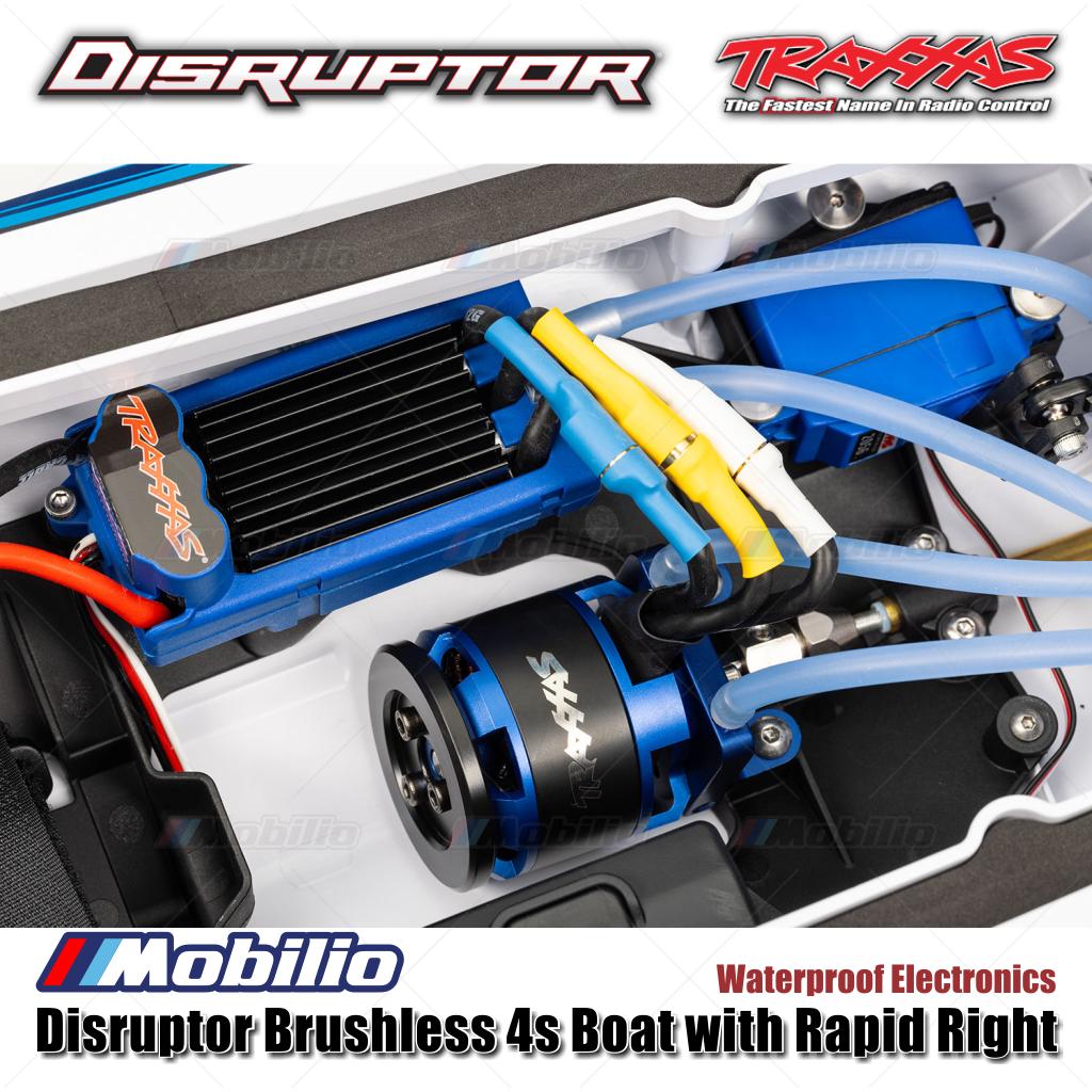 Traxxas 106064-4 Disruptor Brushless 4s Boat dengan Rapid Right Motor Outrunner Brushless RTR Kontrol Jarak Jauh untuk Air - Control