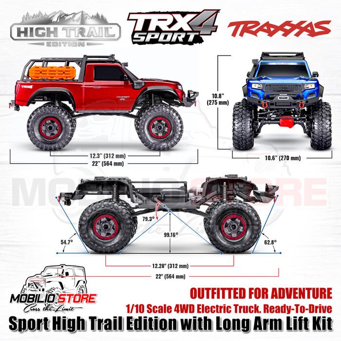 Traxxas 82044-4 TRX4 Sport High Trail Edition dengan Long Arm RC Crawler RTR 4WD Clipless