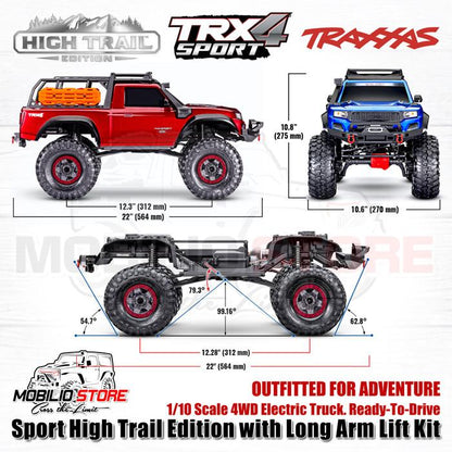 Traxxas 82044-4 TRX4 Sport High Trail Edition dengan Long Arm RC Crawler RTR 4WD Clipless
