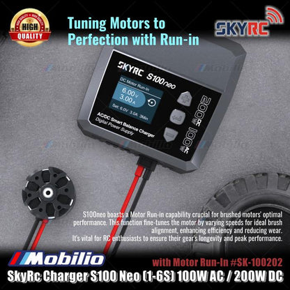 SkyRc Charger S100 Neo (1-6S) 100W AC / 200W DC dengan Motor Run-In #SK-100202 Baterai