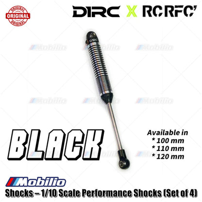 D1RC X RCRFC Shocks - Shock Performa Skala 1/10 (Set isi 4) untuk RC Crawler, Scaler, dan Bangun Kompetisi