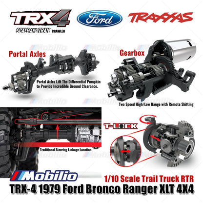 Traxxas 82246-4 TRX-4 1979 Ford Bronco Ranger 4X4 1/10 Scale Trail Truck TRX4 RC Crawler Adventure Clipless