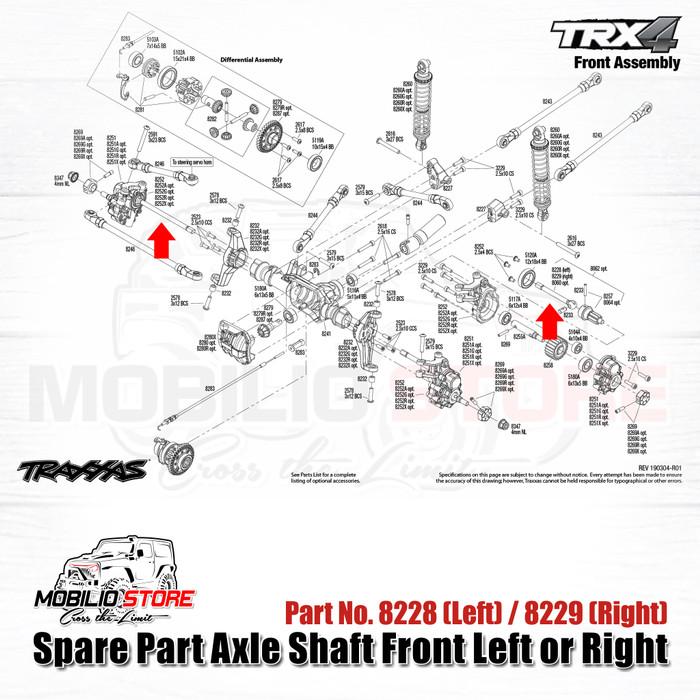 Traxxas Part #8228 #8229 Front Left / Right Steel Axle Shaft Includes Drive Pin and Cross Pin for TRX-4 TRX-6