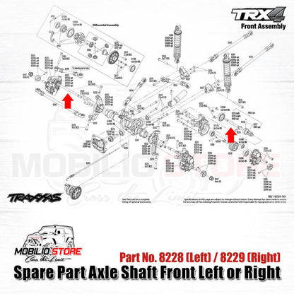 Traxxas Part #8228 #8229 Front Left / Right Steel Axle Shaft Includes Drive Pin and Cross Pin for TRX-4 TRX-6