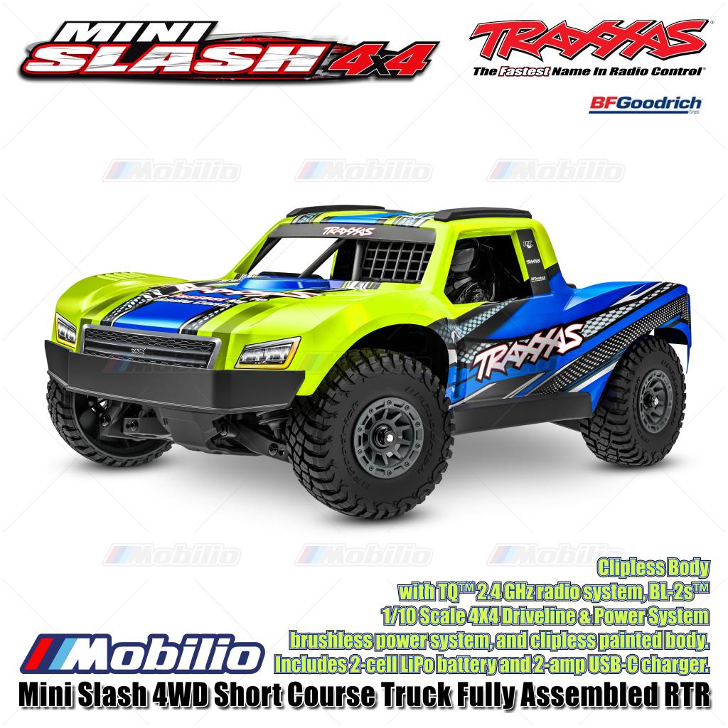 Traxxas 108164-1 Mini Slash 4WD Short Course Truck Rakitan Lengkap RTR Body Tanpa Klip Sistem Tenaga Brushless TQ 2.4GHz BL-2S