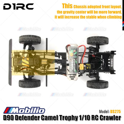 D1RC DS275 D90 Defender Camel Trophy 1/10 Scale 275mm Wheelbase RC Crawler Car Adventure