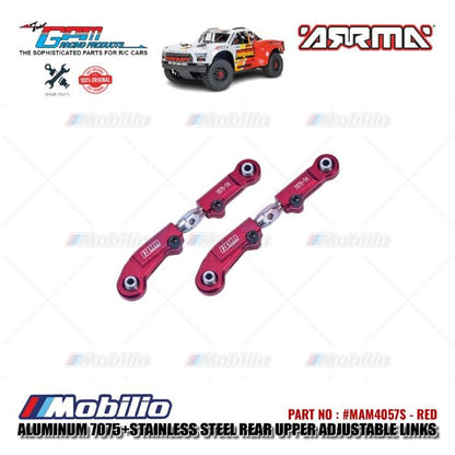 GPM Part #MAM4057S Aluminum and Stainless Steel Rear Upper Adjustable Links Arrma 1/8 Mojave 4X4 4S BLX Desert Truck  Remote Control