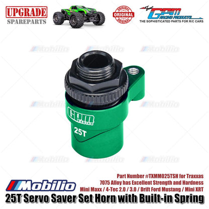 GPM Part #TXMM025TSH 7075 Alloy 25T Servo Saver Set Horn with Built-in Spring for RC Traxxas Mini Maxx / 4-tec 2.0 / 3.0 / Drift Ford Mustang / Mini XRT