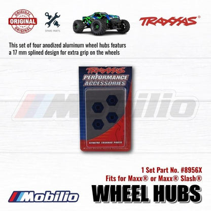 Traxxas Part #8956X Wheel Hubs Hex Blue-anodized with 4x13mm Screw Pins for RC Slash Maxx Truck