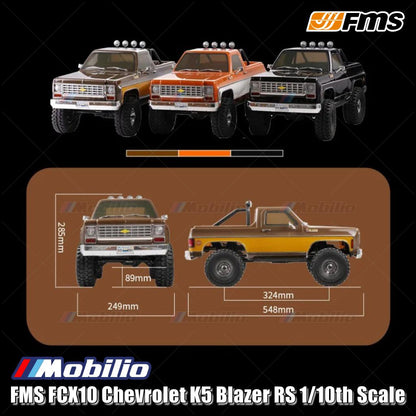 FMS FCX10 Chevrolet K5 Blazer RS ​​1/10 Lisensi Resmi RTR RC Crawler Performa Ekstrem