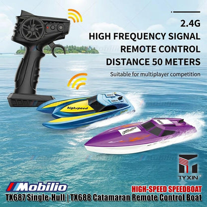 High-Speedboat TX687 Single-Hull | TX688 Catamaran Remote Control RC Boat Dual Motor 2.4GHz RTR