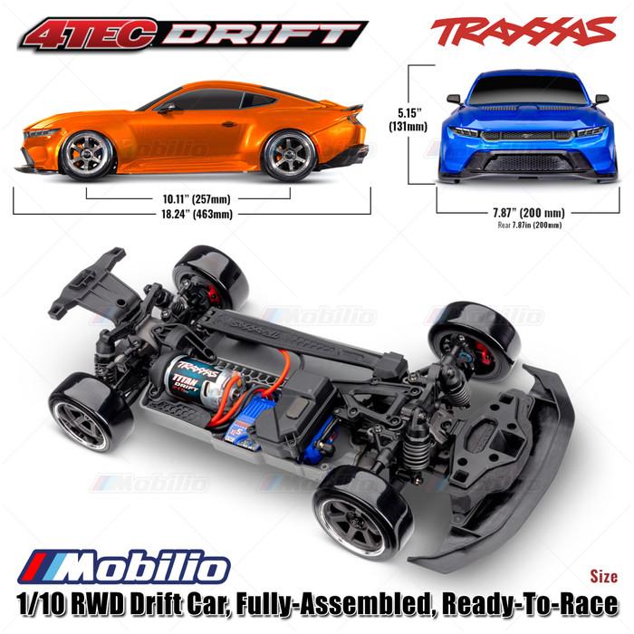 Traxxas 105237-4 Ford Mustang 4-Tec Drift: Mobil Drift RWD 1/10 Tahan Air RTR TSM dengan Modul Nirkabel