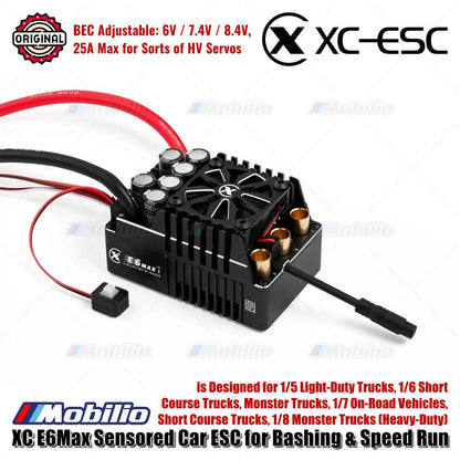 XC-ESC E6 MAX Brushless Sensored ESC untuk Mobil RC LiPo 3-8S 550A Kontinu BEC 8A 25A Puncak