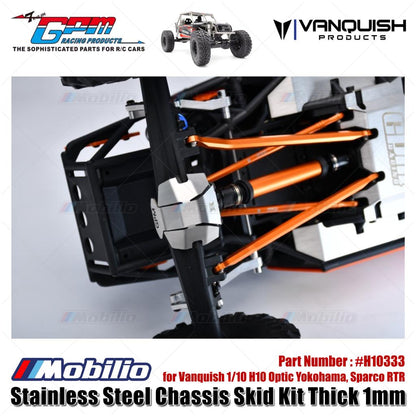 GPM Part #H10333 Stainless Steel Chassis Skid Kit Thick 1mm for Vanquish 1/10 H10 Optic Yokohama Sparco RTR