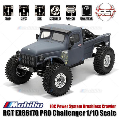RGT EX86170 PRO Challenger 1/10 2.4G 4WD Mobil RC Brushless Rock Crawler Petualangan Off-Road