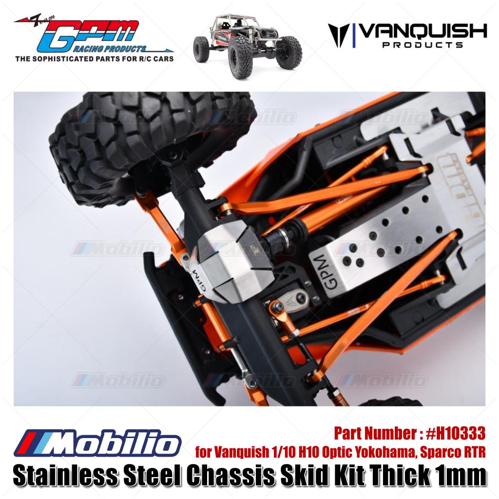 GPM Part #H10333 Stainless Steel Chassis Skid Kit Thick 1mm for Vanquish 1/10 H10 Optic Yokohama Sparco RTR