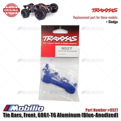 Traxxas Part #9527 Front Tie Bars 6061-T6 Aluminum Blue-Anodized RC Sledge 1/8 Scale Off-Road