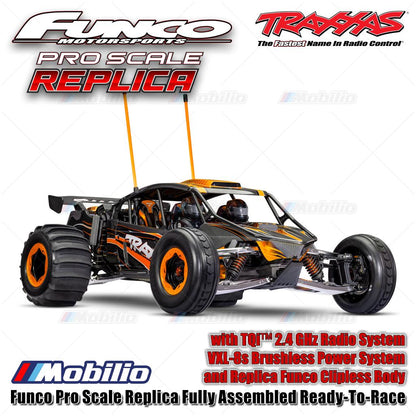 Traxxas 109076-4 Funco Pro Scale Replica Rakitan Lengkap Siap Balap (RTR) dengan Sistem Radio TQi 2.4 GHz, Sistem Tenaga Brushless VXL-8S, dan Bodi Clipless Replika Funco