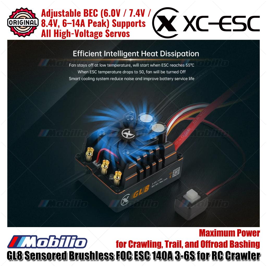 XC-ESC GL8 Sensored Brushless ESC 140A 3-6S untuk RC Crawler Trail dan Offroad Bashing