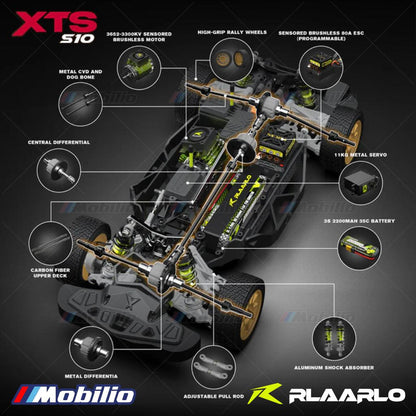 Rlaarlo XTS-S10 Mobil Reli RC Skala 1/10 4WD Sensored Brushless ESC yang Dapat Diprogram dengan Tampilan Realistis (RTR)