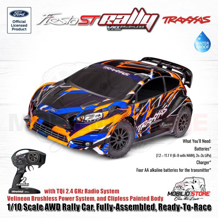Traxxas 74276-4 Ford Fiesta ST Rally VXL Brushless 1/10 Scale AWD Rally Car RTR 60+ MPH dengan Velineon VXL-3s ESC dan TQi 2.4 GHz Radio System - Kontrol