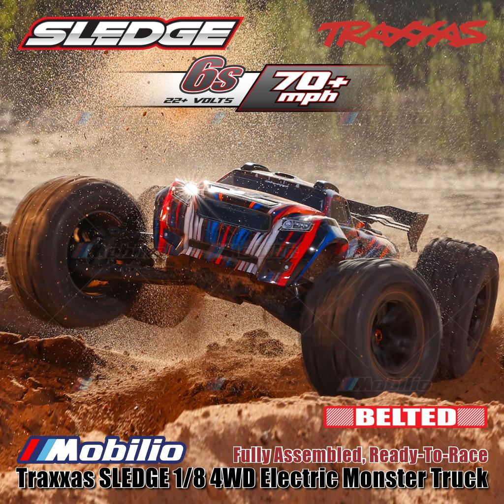 Traxxas 95096-4 SLEDGE 1/8 Truk Rakasa 6s Tanpa Sikat 2.4GHz 4WD RTR TQI TSM Ban Sabuk