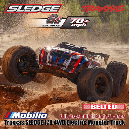 Traxxas 95096-4 SLEDGE 1/8 Truk Rakasa 6s Tanpa Sikat 2.4GHz 4WD RTR TQI TSM Ban Sabuk