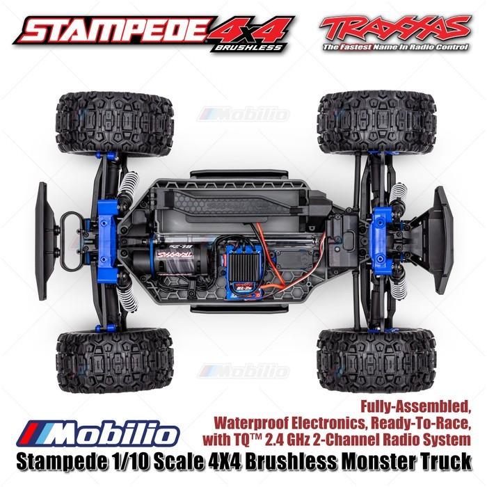 Traxxas 67154-4 Stampede BL-2S Truk Monster 4X4 Brushless Skala 1/10 Rakitan Lengkap Tahan Air RTR