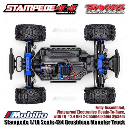 Traxxas 67154-4 Stampede BL-2S Truk Monster 4X4 Brushless Skala 1/10 Rakitan Lengkap Tahan Air RTR