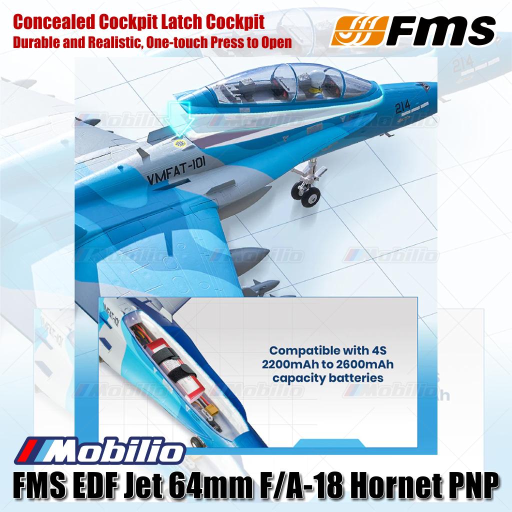 FMS EDF Jet 64mm F/A-18 Hornet PNP Desain Ulang Keunggulan Udara Melanjutkan Legenda Pertempuran Udara Pemodelan Aero