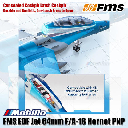 FMS EDF Jet 64mm F/A-18 Hornet PNP Desain Ulang Keunggulan Udara Melanjutkan Legenda Pertempuran Udara Pemodelan Aero