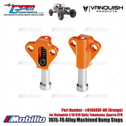 GPM Part #H10088F 7075-T6 Alloy Machined Bump Stops for Vanquish 1/10 H10 Optic Yokohama Sparco RTR