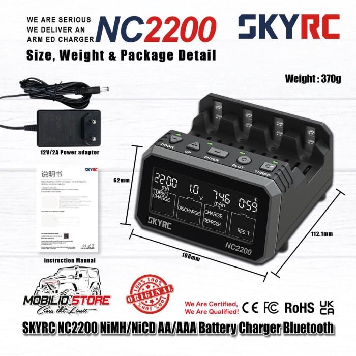 SKYRC NC2200 12V/2.0A 4Slot Pengisi Daya Baterai AA AAA NiMH/NiCD Bluetooth